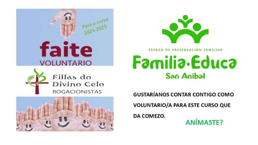 FAITE VOLUNTARIO! ESPERÁMOSTE NO FAMILIA EDUCA DE FOZ